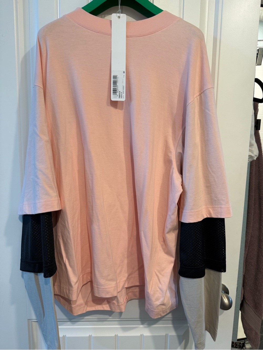 KHRISJOY NWT Raincoat Tee Pink Layered Sleeve Oversized Top Size 01